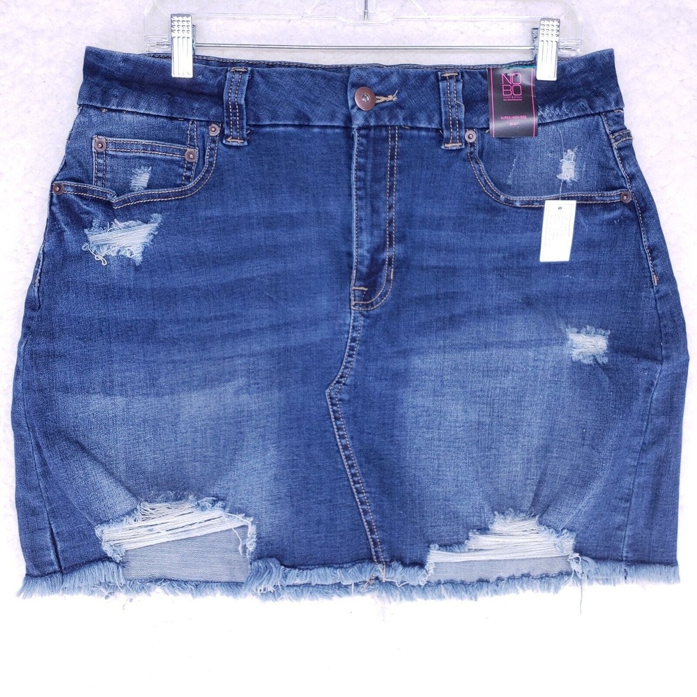No Boundaries Super High Rise Denim Skirt Womens Size 17 Blue Jean Casual Pants